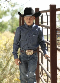 Cinch Cinch Boy's Blue Long Sleeve Shirt