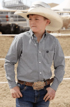 Cinch Cinch Boy's Grey Printed Long Sleeve Shirt