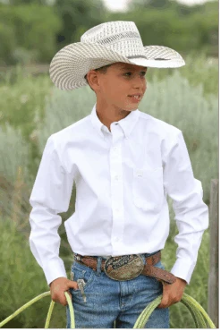 Cinch Cinch Boys Solid White Button Up Shirt