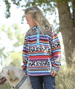 Cinch Cinch Girl's Leopard Serape Fleece C4