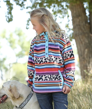 Cinch Cinch Girl's Leopard Serape Fleece C4 1 Cinch Cinch Girl's Leopard Serape Fleece C4
