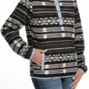 Cinch Cinch Ladies Black Stiped Fleece Pullover