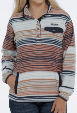 Cinch Cinch Ladies Blanket Stripe Polar Fleece Pullover