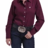 Cinch Cinch Ladies Burgundy Long Sleeve Shirt
