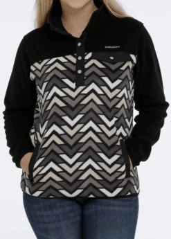 Cinch Cinch Ladies Chevron Print Polar Fleece Pullover