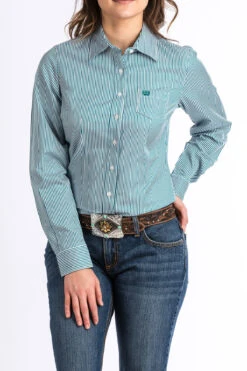 Cinch Cinch Ladies Teal Striped Button Down Shirt Size XL -Corral Western cinch cinch ladies teal striped button down shirt 2