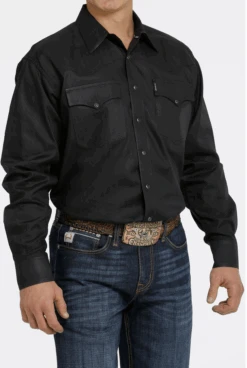 Cinch Cinch Men's Black Solid Long Sleeve Shirt -Corral Western cinch cinch mens black solid long sleeve shirt 2