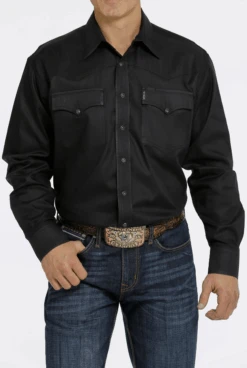 Cinch Cinch Men's Black Solid Long Sleeve Shirt