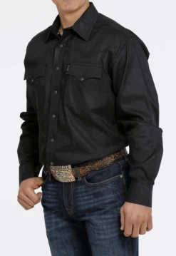 Cinch Cinch Men's Black Solid Long Sleeve Shirt -Corral Western cinch cinch mens black solid long sleeve shirt 3