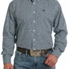 Cinch Cinch Men's Blue Patterned Long Sleeve Shirt