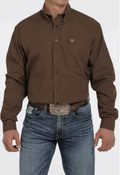 Cinch Cinch Men's Brown Long Sleeve Shirt