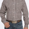 Cinch Cinch Men's Brown Plaid Long Sleeve Shirt