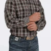 Cinch Cinch Men's Grey Rust Plaid Long Sleeve Shirt