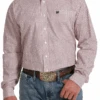 Cinch Cinch Men's Light Pink Patterned Long Sleeve Shirt