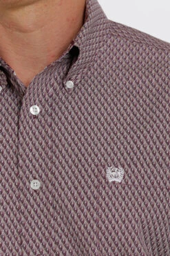 Cinch Cinch Men's Purple Geometric Print Button Down Shirt -Corral Western cinch cinch mens purple geometric print button dow 2