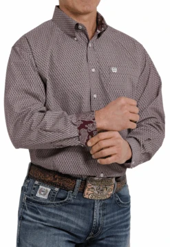 Cinch Cinch Men's Purple Geometric Print Button Down Shirt