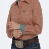 Cinch Cinch Women's Copper Patterned Long Sleeve Shirt