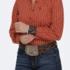 Cinch Cinch Women's Orange Pattern Long Sleeve Shirt