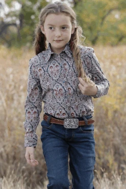 Cinch Cruel Girl's Medallion Print Snap Front Shirt