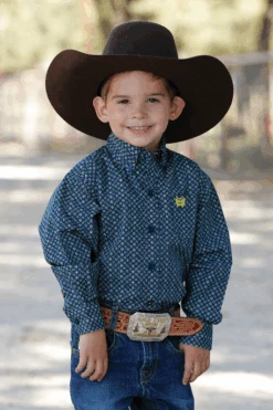 Cinch Infant Teal And Blue Long Sleeve Shirt 3-6mo