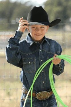 Cinch Kid's Denim Long Sleeve Shirt C4